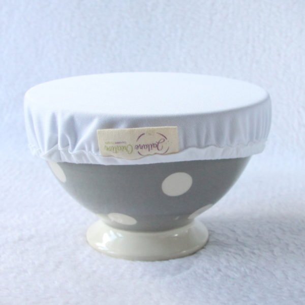 Couvre bol blanc avec biais blanc, contact alimentaire