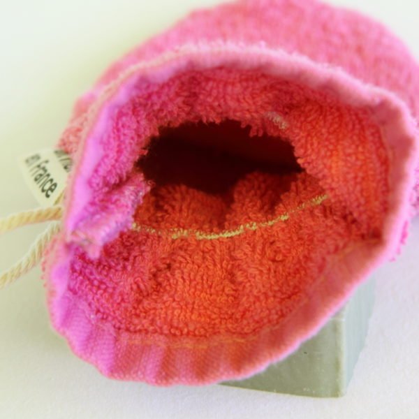 Débarbouillette ou gant de toilette enfant élastiqué, 6-10 ans coloris rose