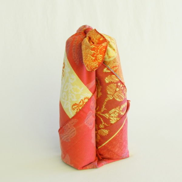 Furoshiki 70 x 70 cm, orange et rose, emballage zéro déchet