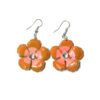 Boucles d'oreilles issues 100 % de bijoux cassés, fleurs oranges et rose vintage